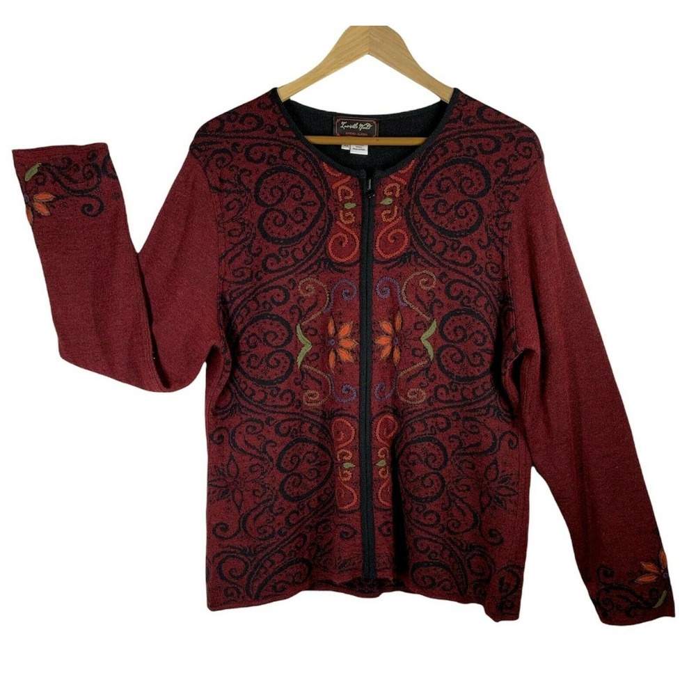 Women's INVISIBLE WORLD Sz. XL Arabesque Reversible Baby Alpaca Cardigan Sweater